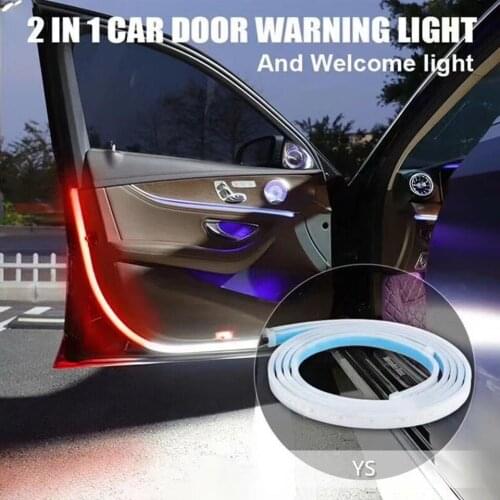 Car-Styling Red-White LED Streamer Door Anti-Collision Warning Light Welcome Decorative Light Belt Car Door Atmosphere Lamp