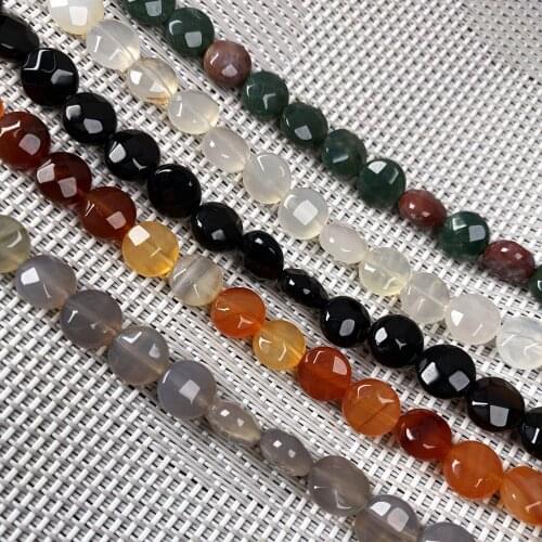 25Pcs/strand Natural Stone Beads Section Flat Round Loose Beads Jewelry Making Charms DIY Necklace Bracelet Handiwork Accessory