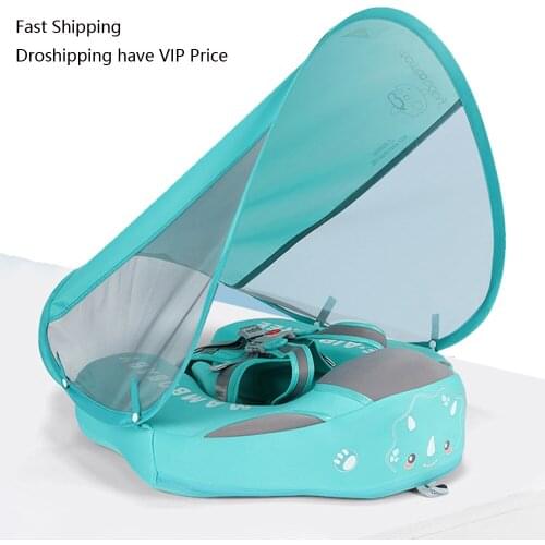 Baby Swim Float Canopy Pool Toys Non-Inflatable Solid Baby Float Soft Skin-Friendly Infant Swimming Ring Swim Trainer Sunshade