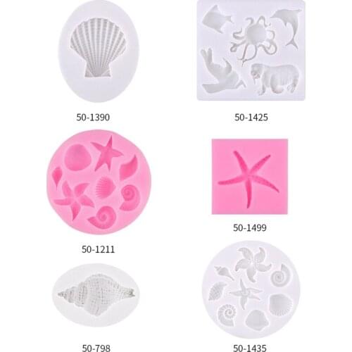 DIY Marine life mold cement crafts succulent bonsai potted cake baking silicone mold Valentines Day