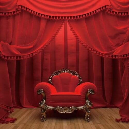Laeacco Red Luxury Sofa Curtain Baby Birthday Real Scene Photocall Background Customized Poster Portrait Photography Backgrounds