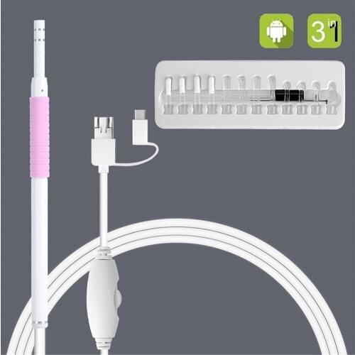 Kebidu Ear Pick 2m Cable Endoscope Ear Cleaner Otoscope 3 in1 Visual Ear Picker otoscope Comfortable Safe 5.5mm mini camera