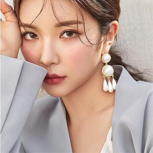 LIMARIO Creative Tassel Big Pearl Earrings For Women 2021 New Jewelry Simple Elegant Party Earings Wholesale