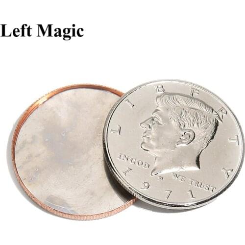 Magnetic Expanded Shell (Half Dollar) Coin Magic Tricks Illusions Magic Accessories Illusions Gimmick Magician Accessories