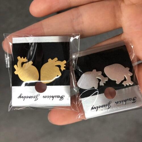 Minimal Heart Earings Fashion Jewelry Stainless Steel Human Organs Stud Earring Best Friend Gifts Bijoux Femme 2021