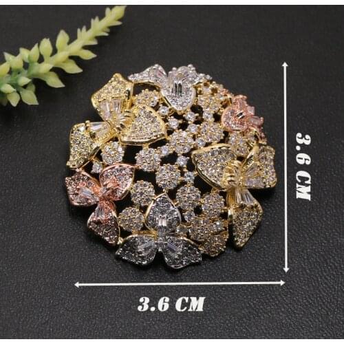 Lanyika Fashion Jewelry Delicate Butterfly Flower Round Brooch Pendant Dual Use for Wedding MicroPaved Luxury Popular Gift