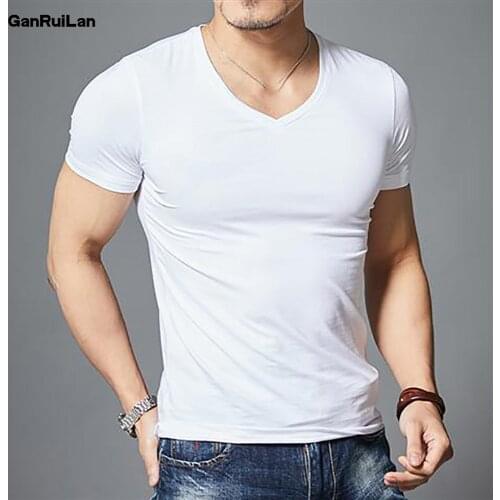 2021 New Top Tees Man T Shirt Fitness T-shirts Mens V neck Man T-shirt For Male Tshirts M-4XL Plus size B0667