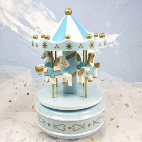 Musical Box Merry-Go-Round Music Boxes Room Geometric Wind Decoration Horse Carousel Music Up Wooden Roundabout L1U0