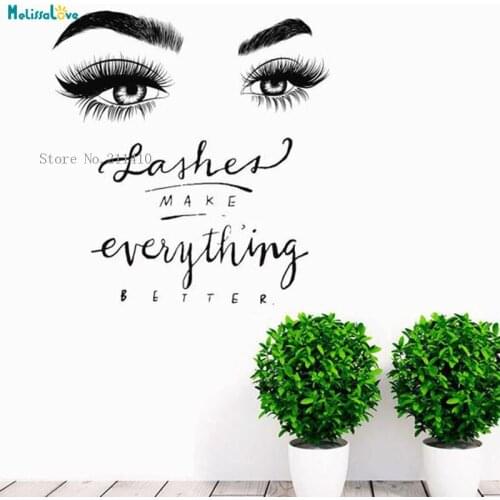 Eyelashes Beauty Salon Wall Decal Lashes Make Everything Better Beauty Salon Decor Customized Design Barbershop Sticker YT936
