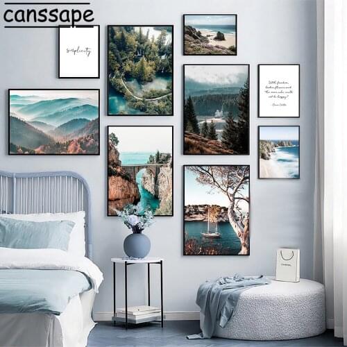 Natural Scenery Wall Art Print Landscape Poster Mountain Canvas Painting Sea Picture Nordic Posters And Prints Living Room Decor