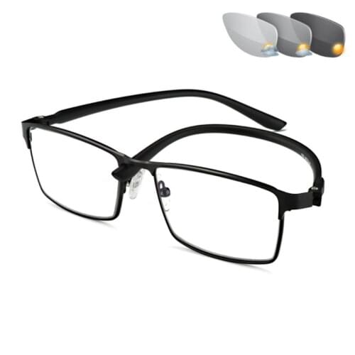 Titanium alloy Outdoor Photochromic Reading Glasses Men Sun Automatic Discoloration Presbyopia Hyperopia Glasse gafas de lectura