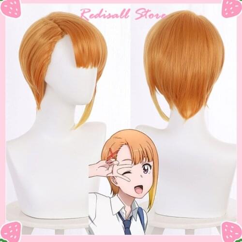 Mieruko-chan Hana Yurikawa Cosplay Wig Gradient Orange Yellow Short Synthetic Hair Side Part Girls Anime Role Play