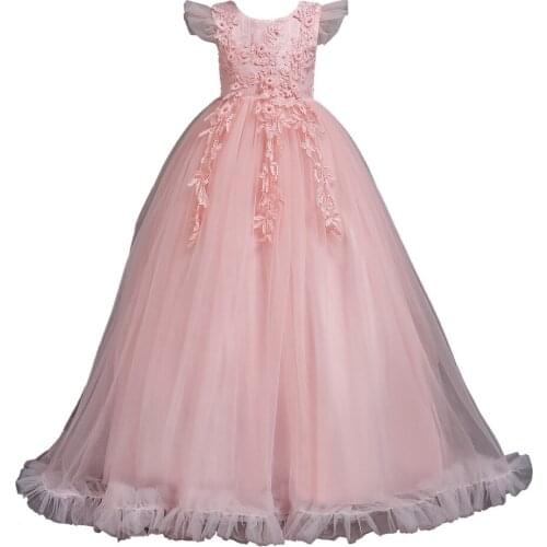 Baby Girls Dress 2021 New Flower Girl Wedding Dress Princess Dress Children Long Dress Children Piano Performance Costume 5-14Y