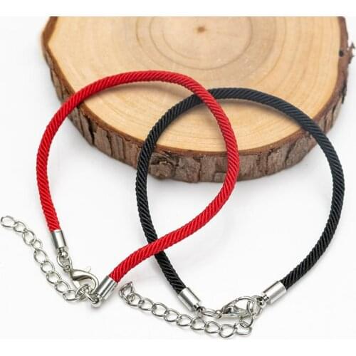 20Pcs Black/Red Braided Hand Chain Rope Copper Lobster clasp Red Rope DIY Crafts Girls Jewelry Simple Couples Bracelets Decorate