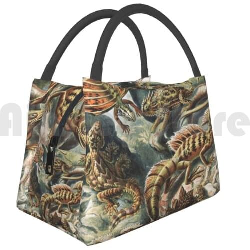 Portable Insulation Bag Lacertilia Or Lizards And Reptiles Vintage Poster By The Scientist And Artist-Ernst Haeckel