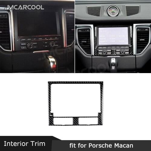 Car Dashboard Navigation GPS Control Panel Carbon Fiber Trim Frame Sticker for Porsche Macan 2015-2018 Interior Accessories