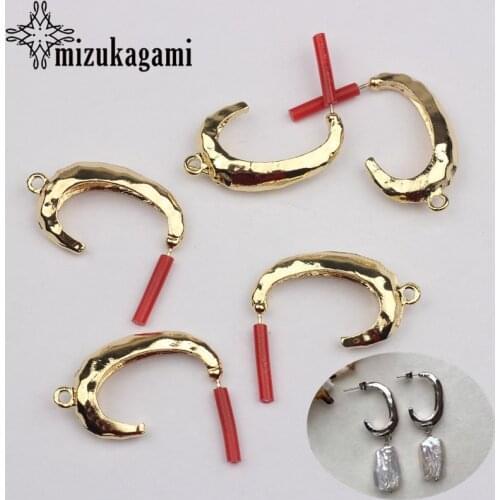 Zinc Alloy Golden Simple C Shape Earrings Base Earrings Connector 6pcs/lot For DIY Fashion Earrings Making Accessories