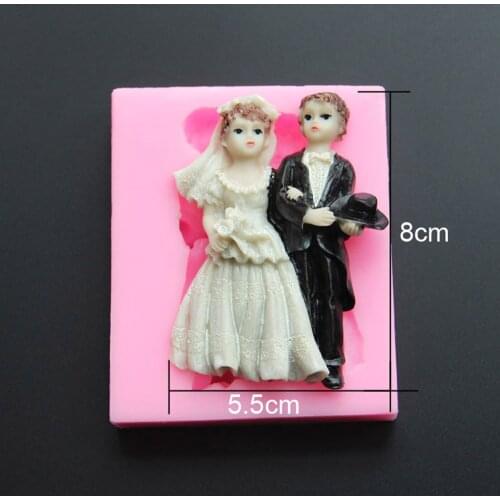 PRZY silicone bride and groom weddinghandmade soap birthday cake decoration candle mold