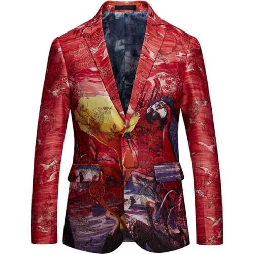2020 Luxurious Men Retro Vintage Slim Fit Blazer Suit Jacket Artist High Quality Jacquard Coat