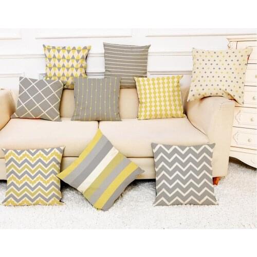 Gray Cushion Cover Simplicity geometry Decorative Pillows Case Linen Cotton Creative Home Decoration for Sofa countryside
