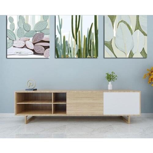 Succulents Leaf Plants Cactus Nordic Spray Color Illustration Square Poster Canvas Painting Kids Room Decoration Wall Picture