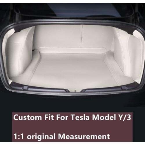 Tesla Model 3 Y Custom Fit Trunk Mat Car Interior Accessories Durable Leather Carpet For Tesla Trunk Mat White