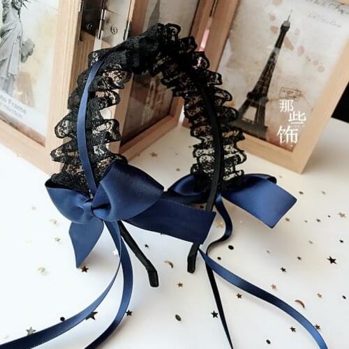 Japanese-style DIY Dark Gothic Headdress Lolita Hair Bands KC Lolita Headdress Blue Lace Hair Accessories