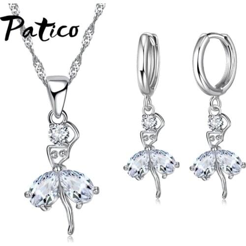 Vintage Cubic Zirconia Dancing Girl Design Jewelry Sets For Women Lady 100% 925 Sterling Silver Jewelry Sets Hot Sale