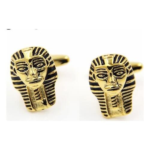 10pairs/lot Vintage Gold Egyptian Pharaoh Cufflinks Ancient Egypt Tutankhamun Cuff Links Mens Jewelry Gift Wholesale