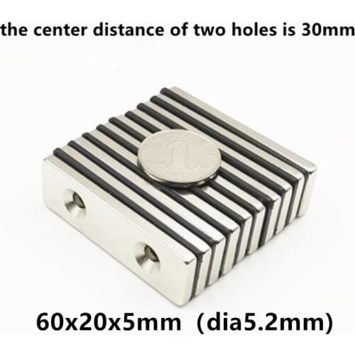 10PCS N35 Super Strong Magnet Block with Double Holes Countersunk Rare Earth Neodymium Magnets Permanent magnet various of sizes