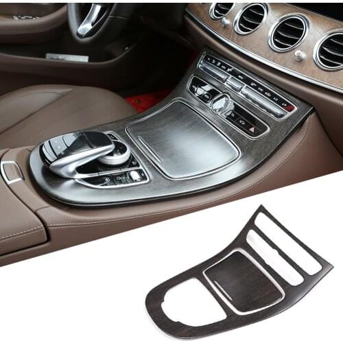 2pcs Oak Wood Grain ABS Plastic Console Gear Panel Frame Cover Trim for Mercedes Benz E Class W213 2016-2018 Models Accessories