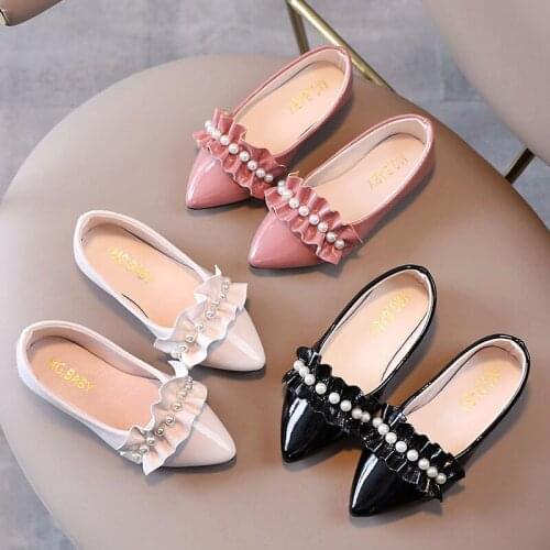 2021 Kids Girl Dance Shoes ChildrenS Princess Party Dress School Fashion Pointed Beaded Patent Leather Dress Shoe 3-12 Year Old