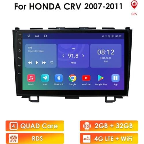 2din Android 9.1 Car Stereo Radio GPS Navigation For Honda CRV CR-V 2007 2008 2010 2011 2012 Car Multimedia HD Video Player
