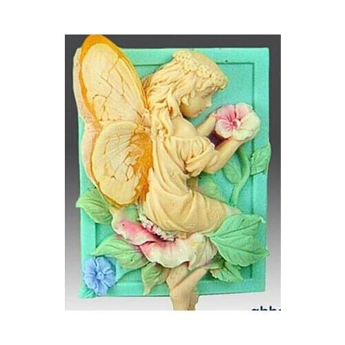 Free shipping Plant modelling silicon soap mold Cake decoration mold angel Flower Fairy mold manual soap mold NO.:SO102-1