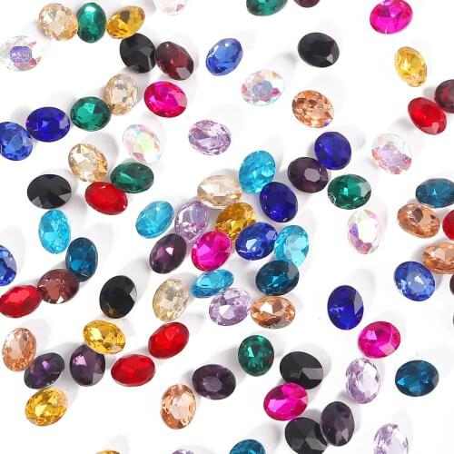 Big Oval Pointback Loose Rhinestone 13x18mm Acrylic Faceted Craft Art DIY Gems Beads For Clothes Decoration Nail Art Stones