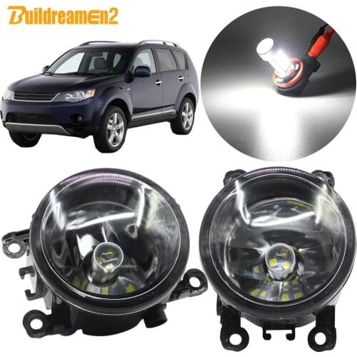Buildreamen2 For Mitsubishi Outlander II CW_W Closed Off-Road Vehicle 2006-2012 Car H11 Fog Light Kit Lampshade + Lamp DRL 12V