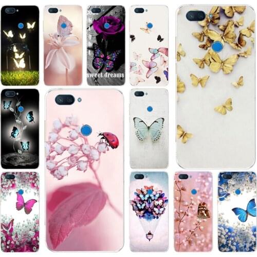 278FG Red butterfly on white roses flower 02 Soft Silicone Tpu Cover phone Case for xiaomi redmi mi 8 A1 A2 lite