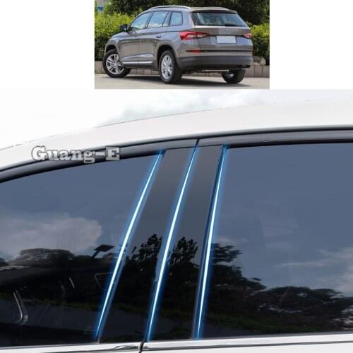 For Skoda kodiaq 2017 2018 2019-2021 Car PC Material Pillar Post Cover Door Trim Window Piano Black Molding Sticker Plate Parts