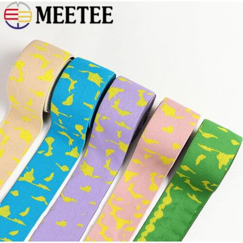 Meetee 5/10M 50mm Jacquard Elastic Band Nylon Stretch Webbing Underwear Belt Elastic Bands Lace Trims DIY Garmnet Spandex Ribbon