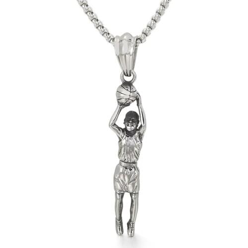 European and American retro vintage personality trend soldier basketball mens titanium steel pendant