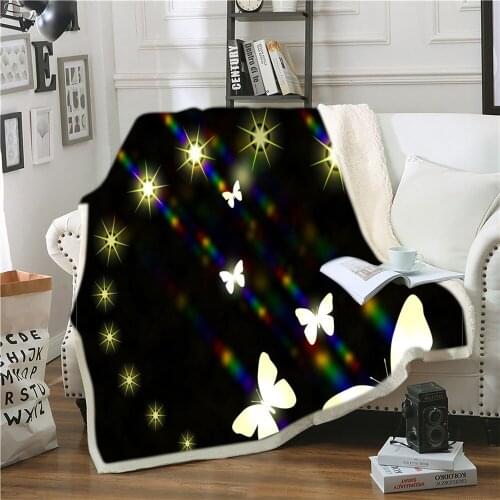 Fantasy Butterfly 3D Printed Fleece Blanket for Beds Thick Quilt Fashion Bedspread Sherpa Throw Blanket Adults Kids