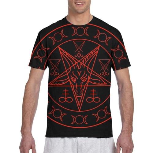 CINESSD Baphomet And Lucifer T shirt Man T-shirt 2020 Summer Round Neck Tshirts Tee Shirts Men Streetwear T-shirts Short Sleeve