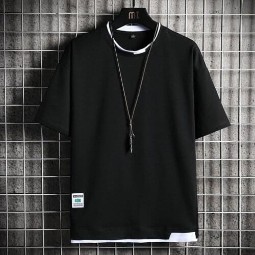 2021 New Summer T-shirt TOP TEES Streetwear Hip Hop Tshirt Fashion Clothing Solid Color Pure Cotton Short-sleeved Round Neck