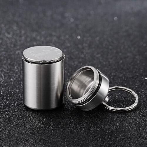 Stainless Steel Coin Capsule Pill Container Storage Box Holder Case For Camping Survival Gear