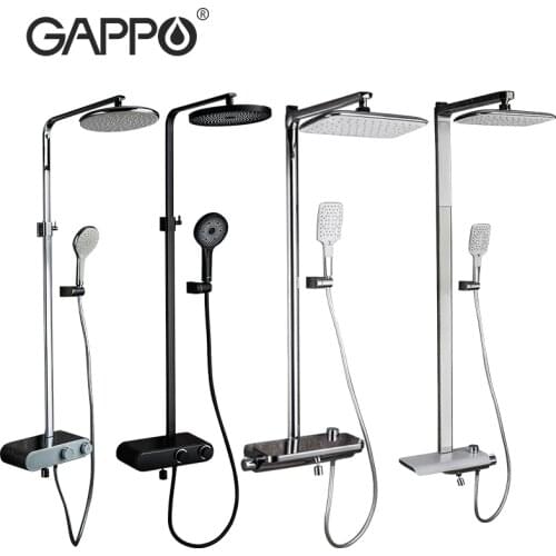 GAPPO modern shower faucet hot and cold water mixer faucets bathroom rainfall shower system brass black faucet mixer save space