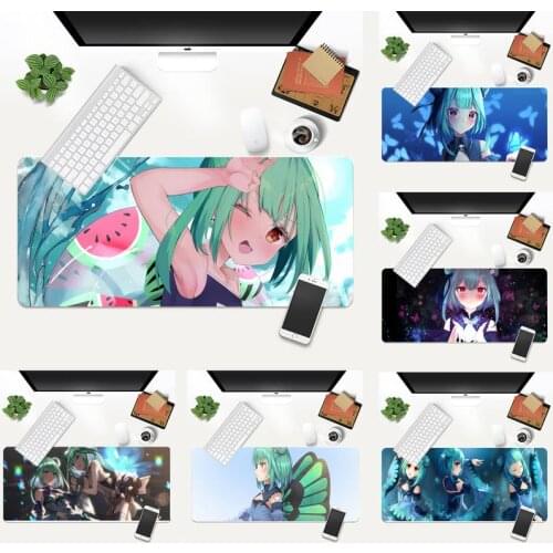 Uruha Rushia Hololive Girl Locking Edge Mouse Pad Game Gaming XL Large Gamer Keyboard PC Desk Mat Computer Tablet Mouse Pad