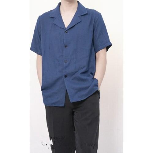 [Customization] Large summer shirts 2021 Classic loose Cuban collar shirt with small navy lapel