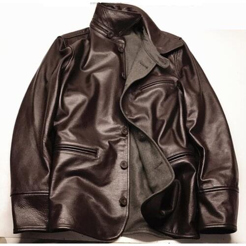 Real Picture Business Mens Suit Dress Cowhide Coats Jacket For Man 5XL Cashmere Trench Coat Winter Warm Genuine Leather Overcoat