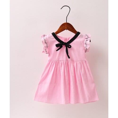 Summer Girls Dress 2021 Infant Princess Costume Cute Flying Sleeve Children Solid Cotton Bow Baby Dress Girl Clothes Kids Dress