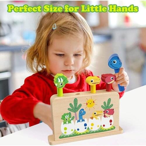 Non-Toxic Wooden Infant Toy Dinosaur Pop Up Toy Montessori Toy Children Kids Educational Toy Gifts For Toddlers Boys Girls